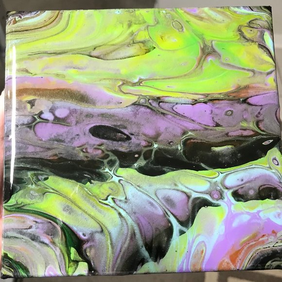 NWOT Fluid Art Abstract Painting, Acrylic Pour - Picture 3 of 15